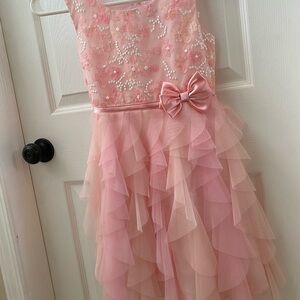 Jona Michelle Pink Asymmetrical Ruffled Sundress